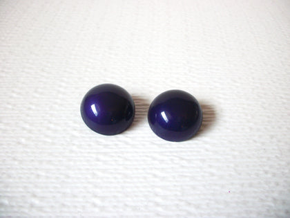 Retro Plum Purple 1970s Dome Earrings 120720