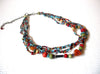 Southwestern Glass Wood Multi Strand Shorter Length Necklace 120720