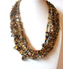 Agate Quartz Stone Tigers Eye Multi Strand Shorter Length Necklace 120720