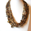 Agate Quartz Stone Tigers Eye Multi Strand Shorter Length Necklace 120720