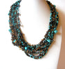 Turquoise Stone Tigers Eye Multi Strand Shorter Length Necklace 120720