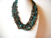 Turquoise Stone Tigers Eye Multi Strand Shorter Length Necklace 120720