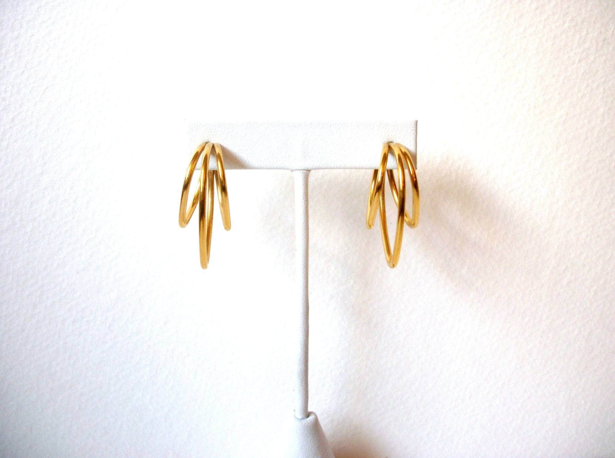 Retro Gold Toned Modern Earrings 120720