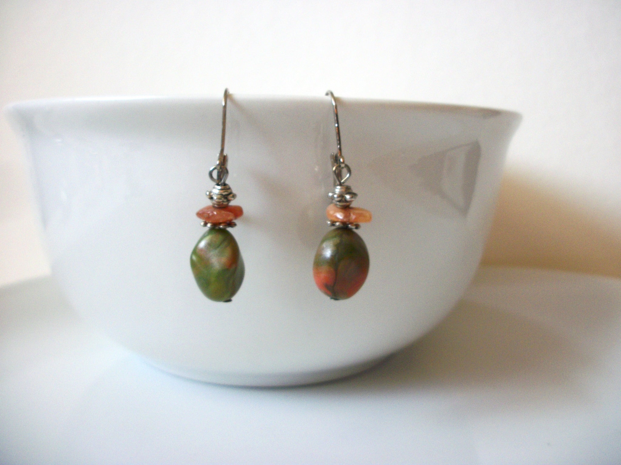 Vintage JASPER Stone Earrings 40520