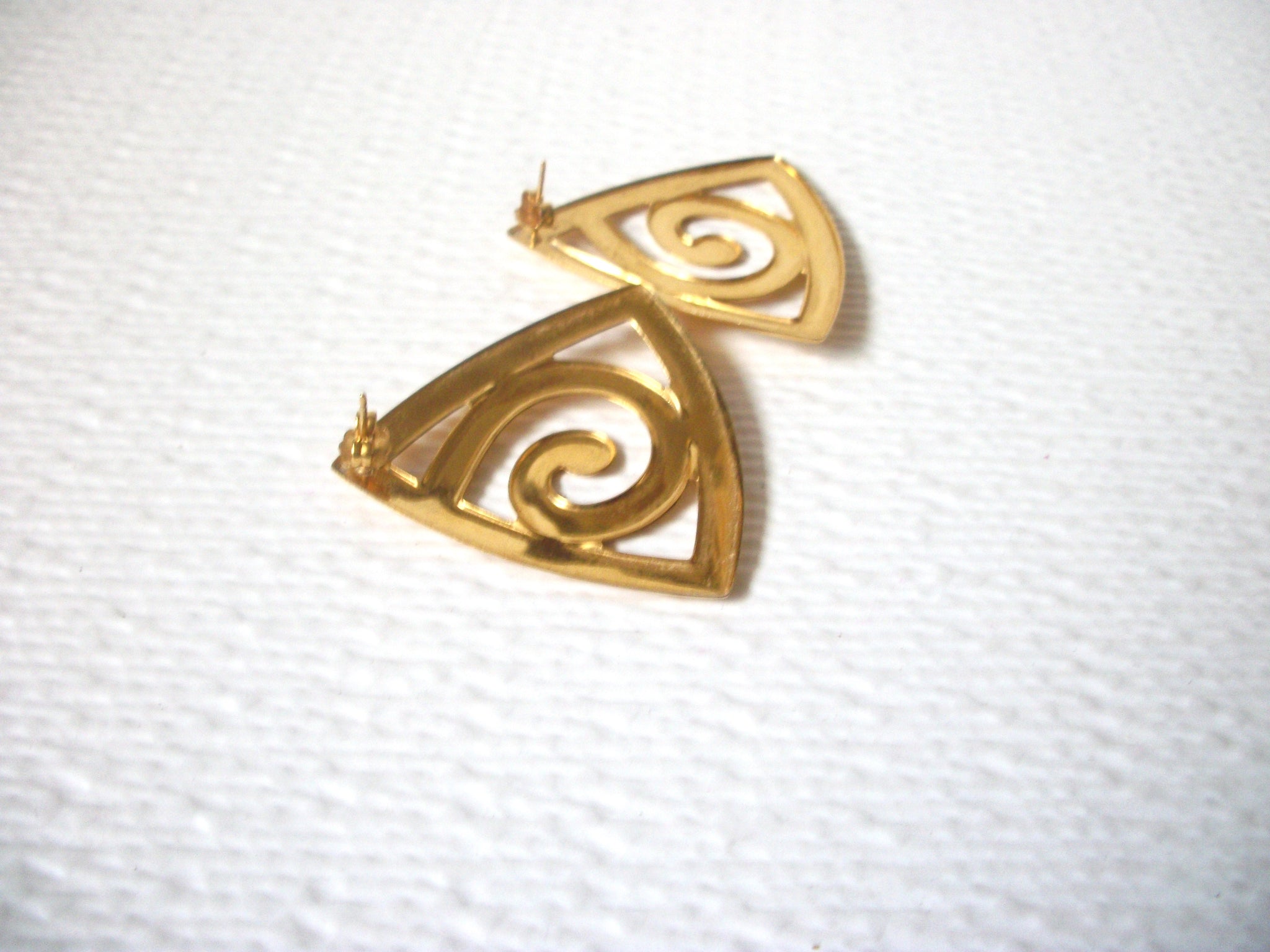 Retro Wide Chunky Gold Toned Modern Earrings 120720