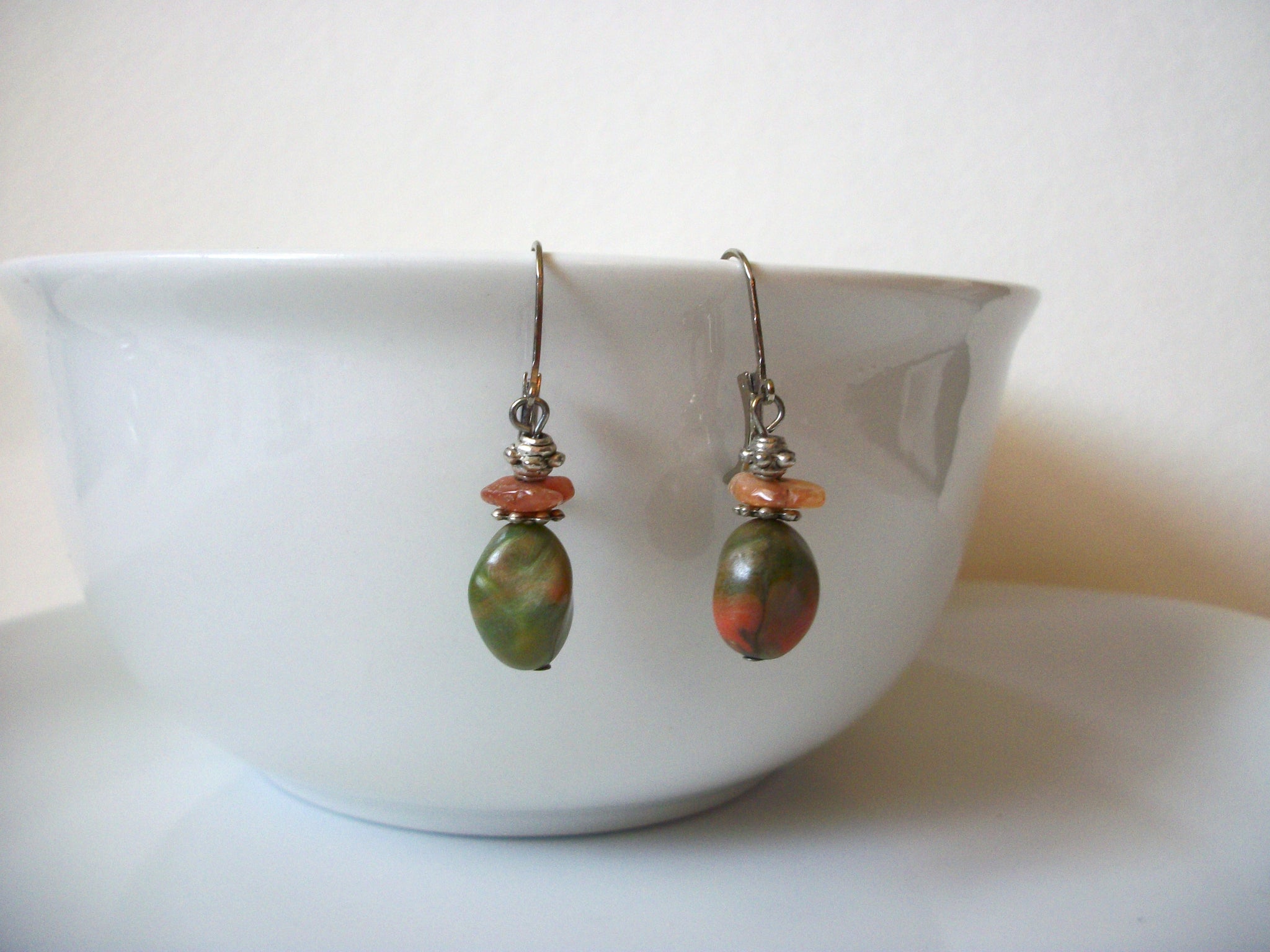 Vintage JASPER Stone Earrings 40520