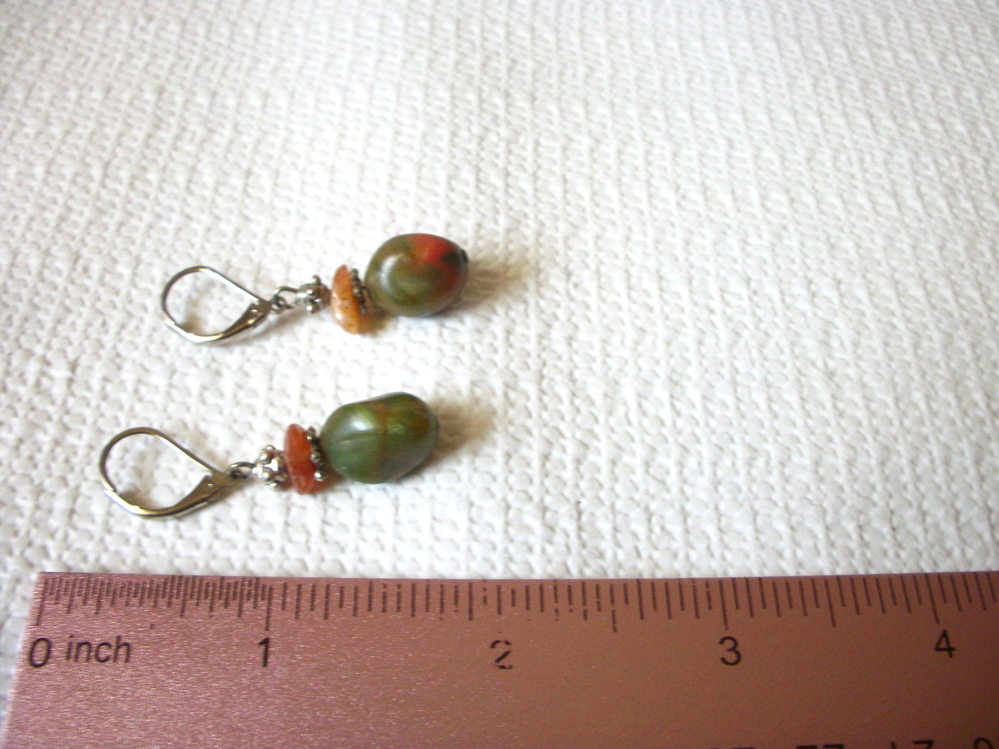 Vintage JASPER Stone Earrings 40520