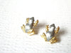 Vintage JJ Gold Pewter Frog Stud Earrings 120720