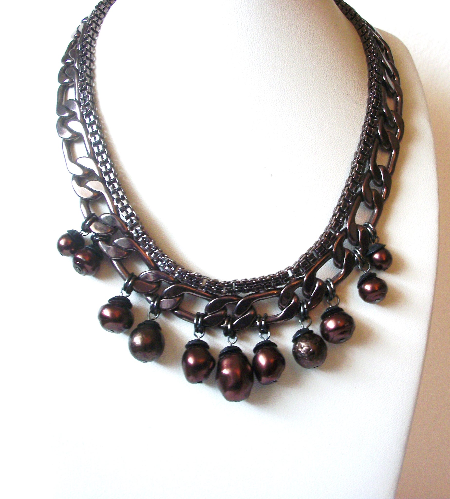 Vintage CHICOs Glass Pearl Necklace 120820