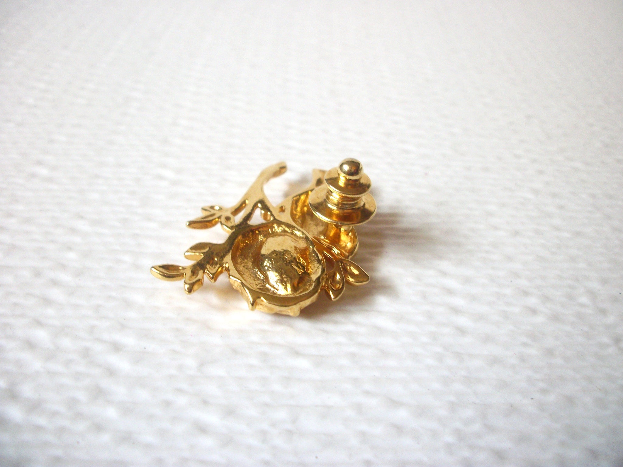 Gold Toned Bird Nest Pearl Egg Stick Pin 120820