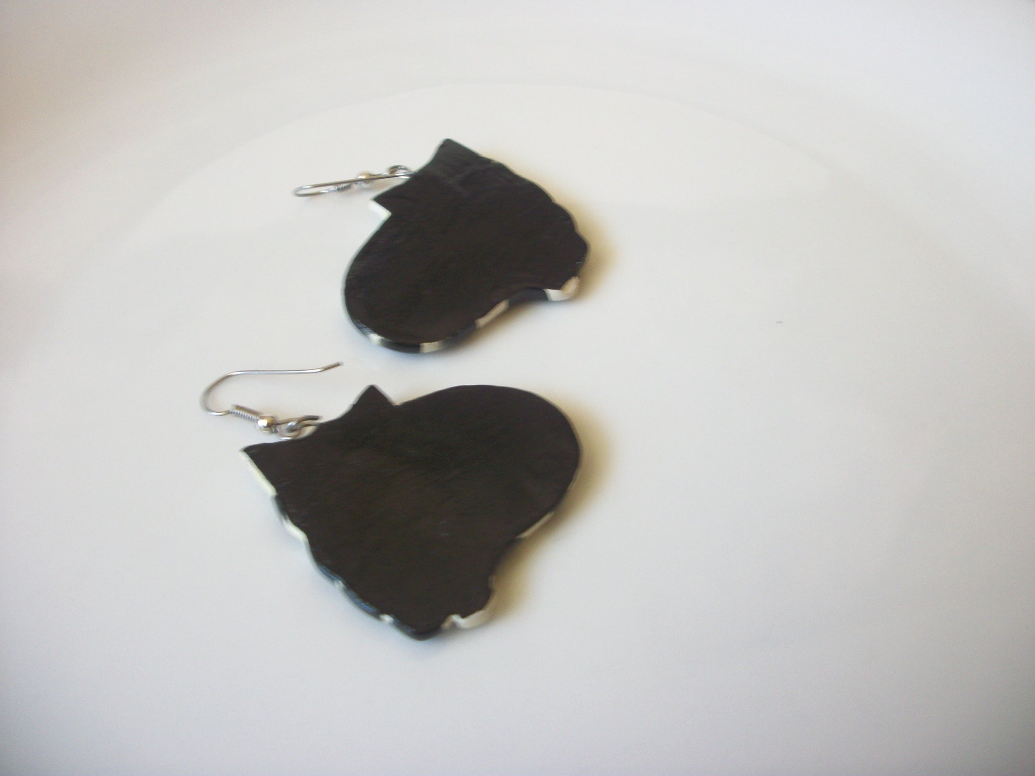 Vintage Wood Hand Painted Cat Earrings 40520
