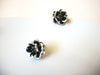 Vintage Silver Black Glass Earrings 40520