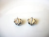 Vintage Silver Black Glass Earrings 40520