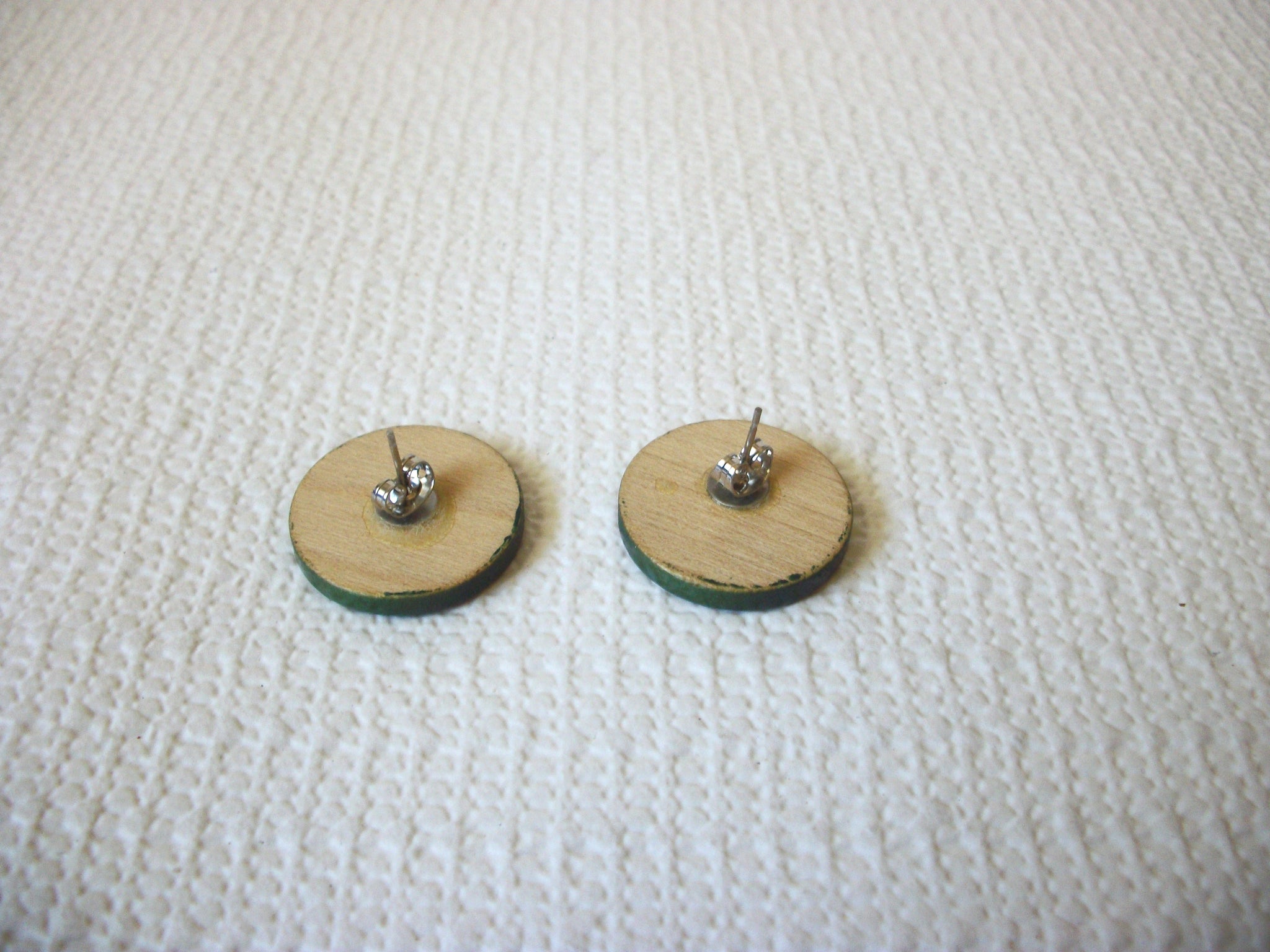 Vintage Hand Painted Wood Earrings 40520