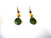 Hand Made Olive Yellow Brown Lucite Earrings 120920