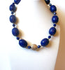 Retro Dark Blue Silver Shorter Length Chunky Necklace 120920