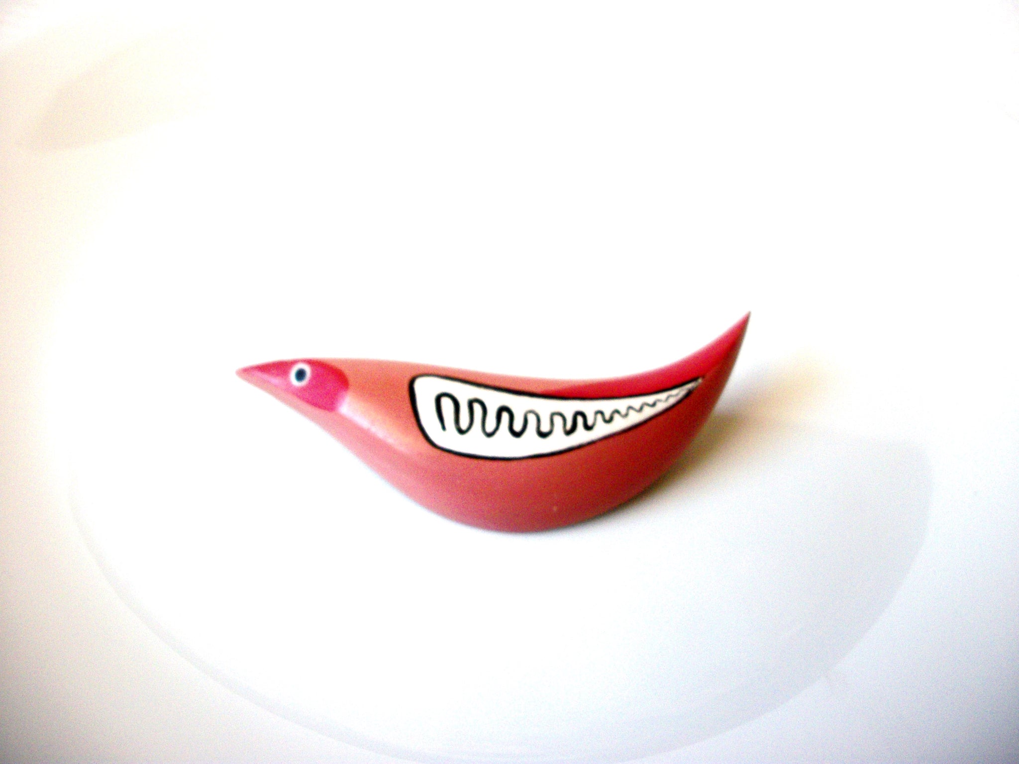 Hand Carved Wood Bird Brooch Pin 121420