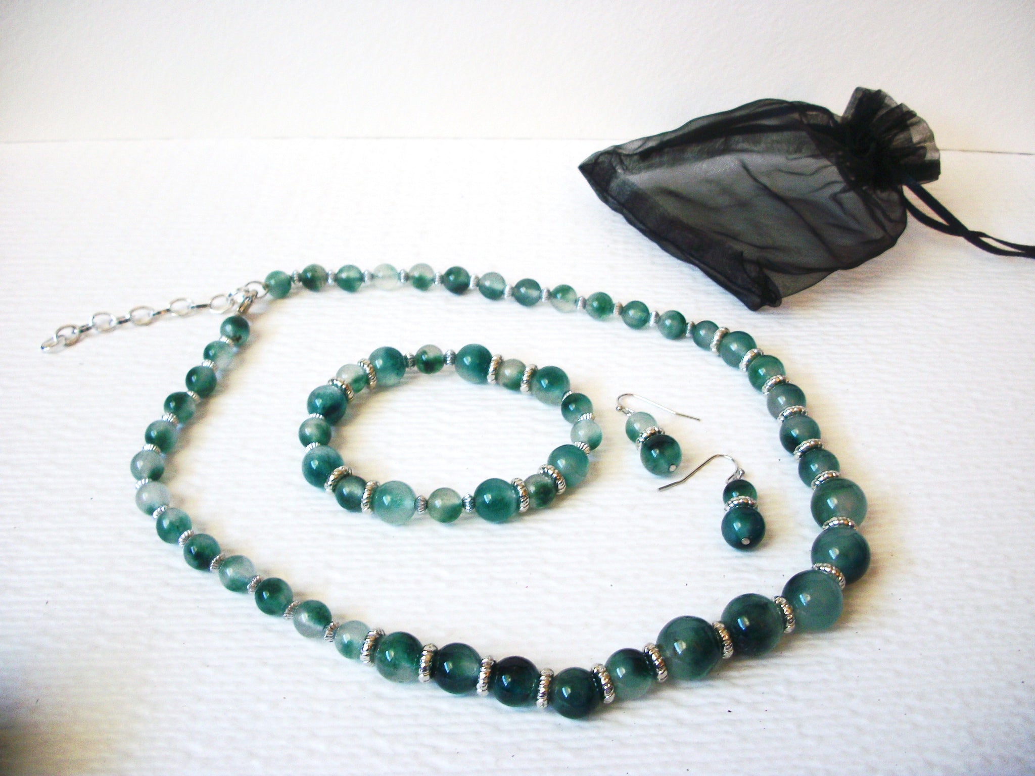 Hand Made Czech Glass Necklace Bracelet Earrings Set 121020
