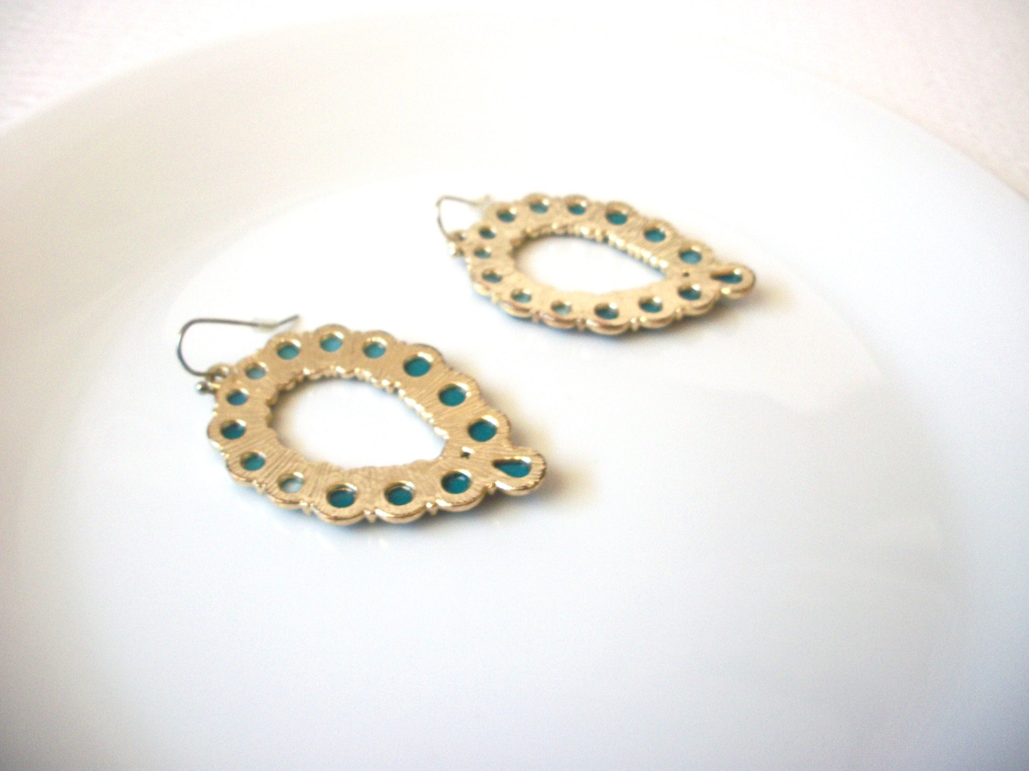 Blue Gold Dangle Earrings 120820
