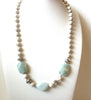 Hand Made White Green Jade Howlite Semi Precious Stone Necklace 121420