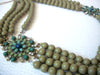Vintage 1950s Olive Rhinestone Multi Strand Necklace 120920