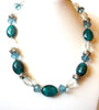 Hand Made Retro Teal Glass Necklace 120920