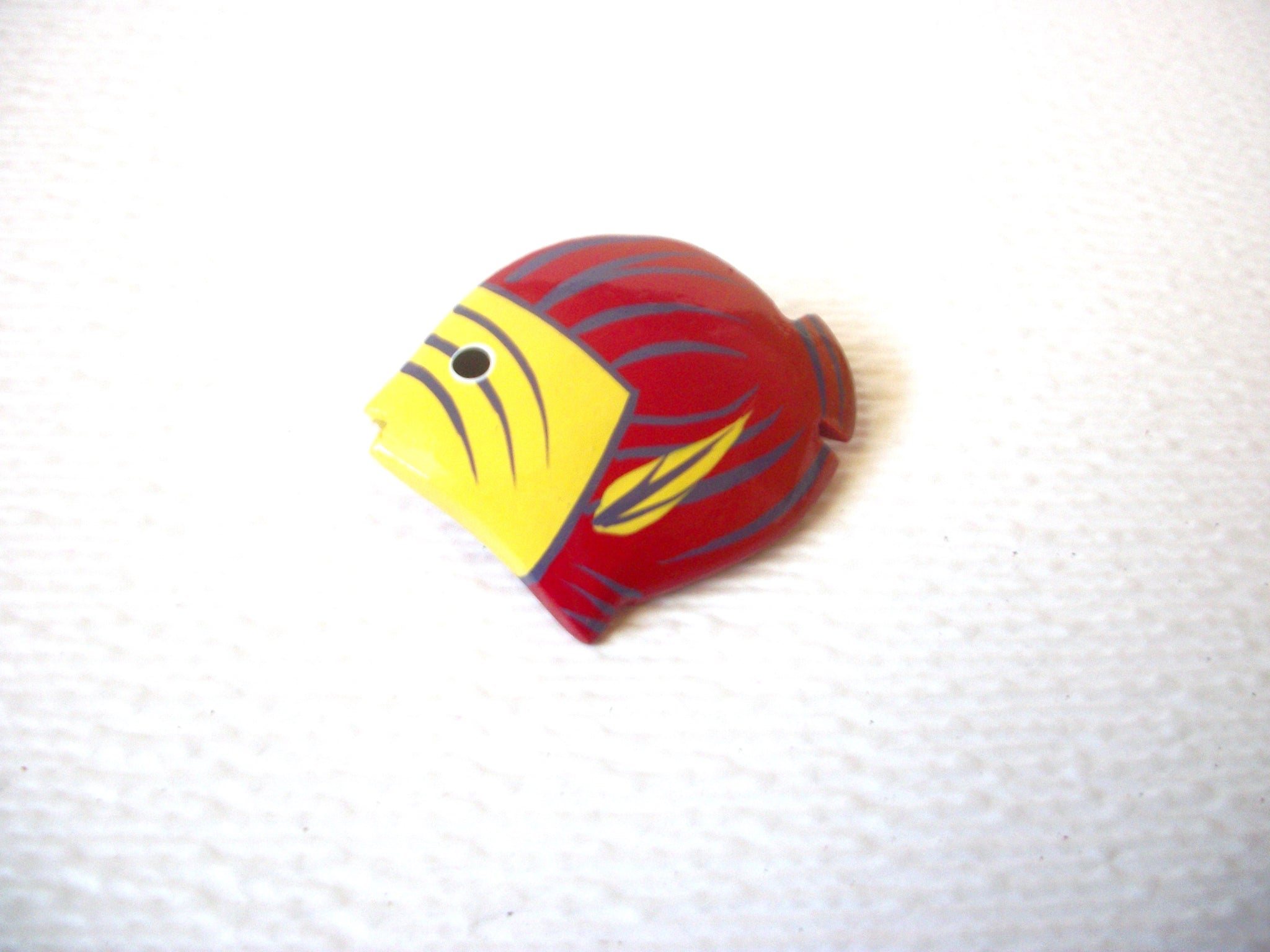 Hand Made Painted Tropical Fish Wood Brooch Pin 120920