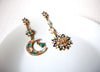 Hand Crafted Sun Moon Long Earrings 121420