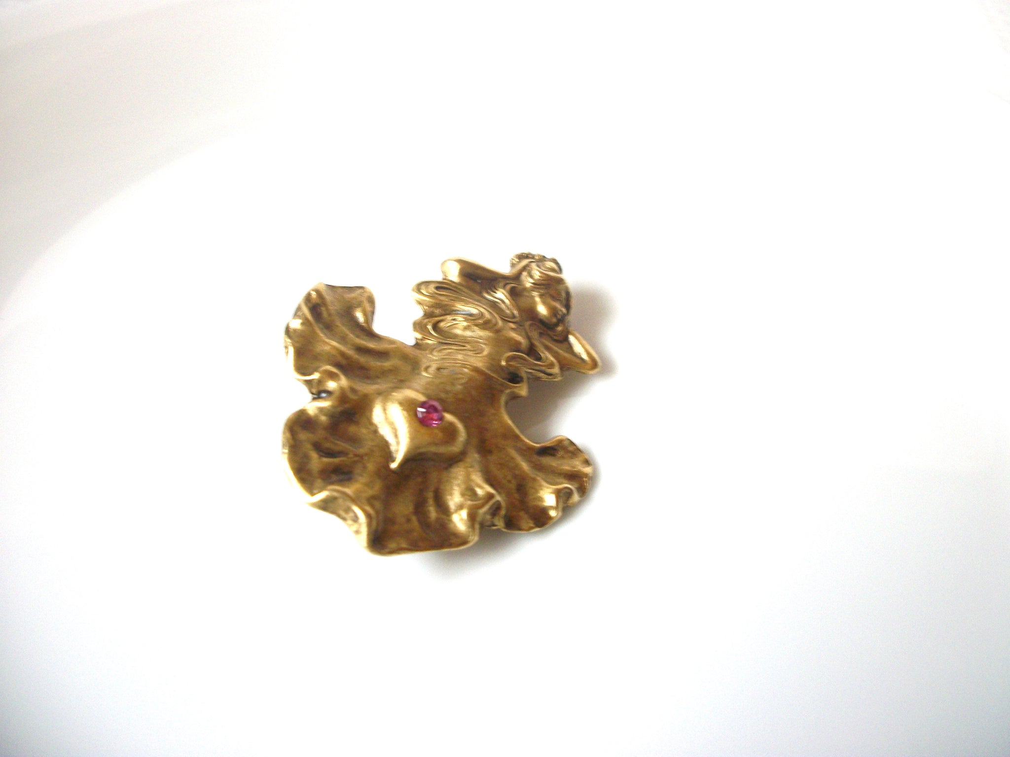 Vintage Brass Mermaid Nymph Brooch Pin 121420