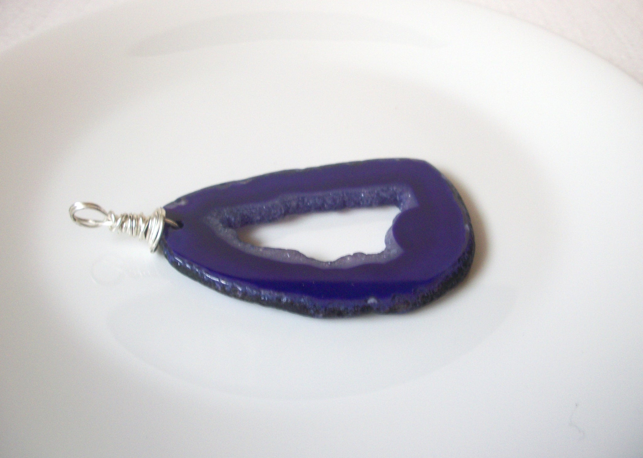 Vintage Purple Agate Stone Pendant 121520