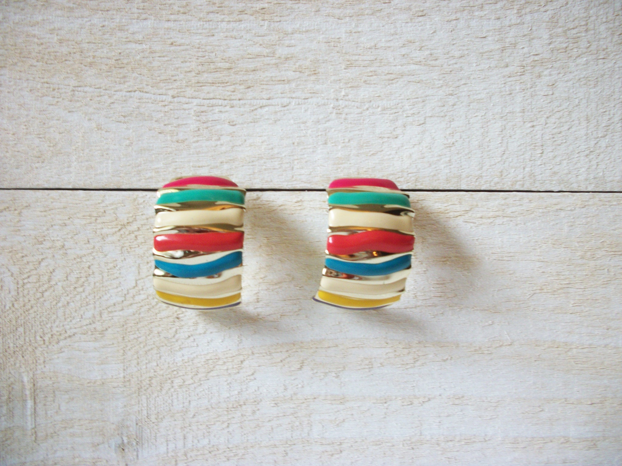 Retro Colorful Chunky Half Hoop Earrings 60520