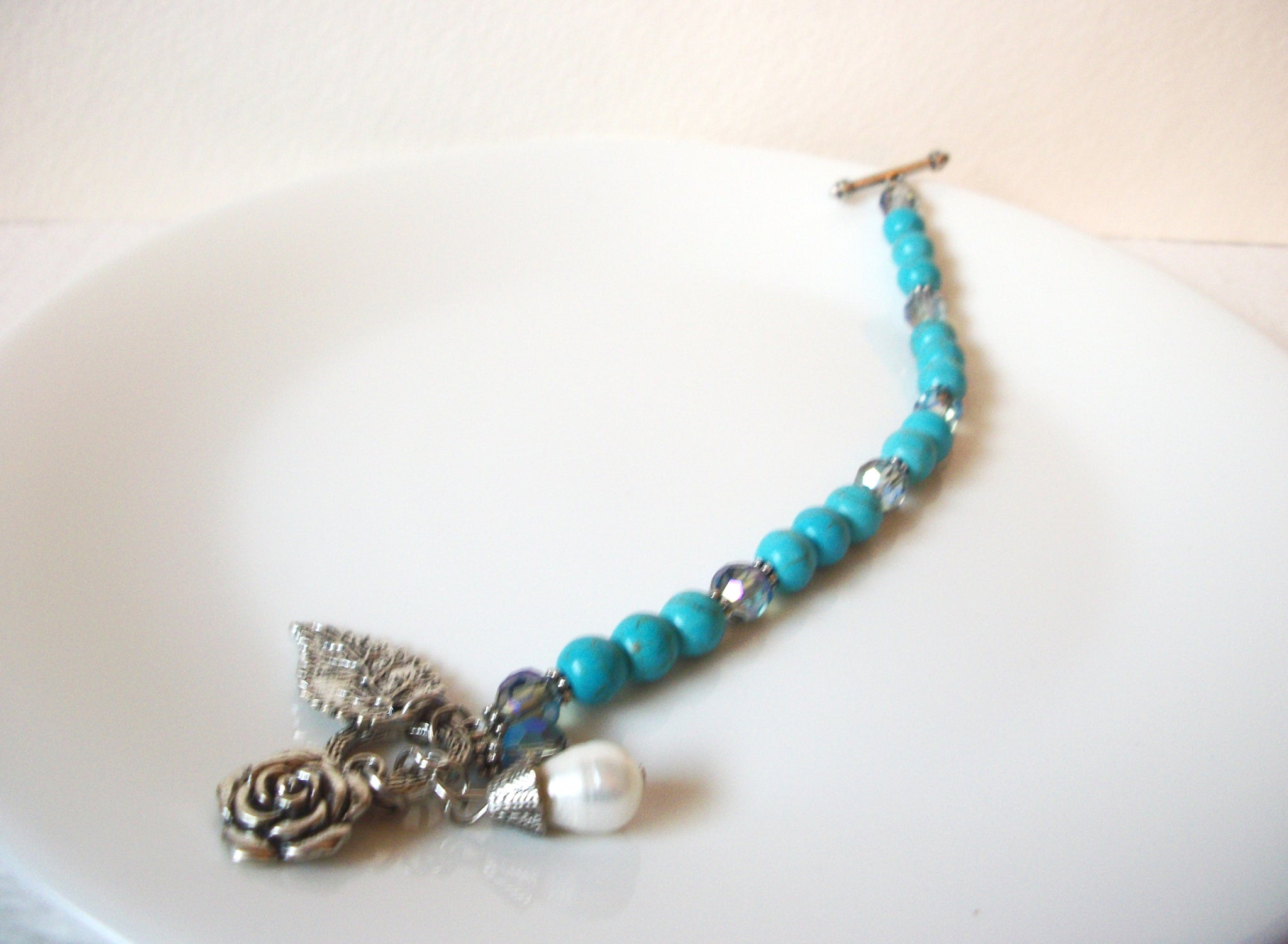 Southwestern Stone Glass Pearl Bracelet 121020