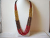 Vintage Red Gold Brown Glass Beads Necklace 60520