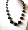 Vintage Black Glass Beaded Necklace 121120