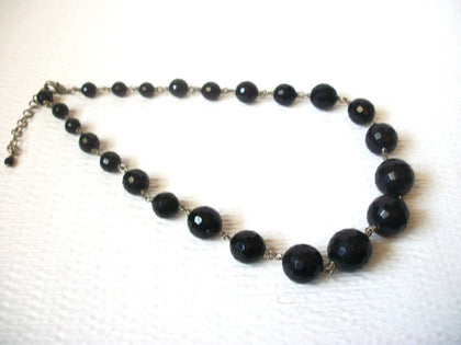 Vintage Black Glass Beaded Necklace 121120