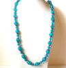 Long Blue Crackle Glass Beaded Necklace 121120