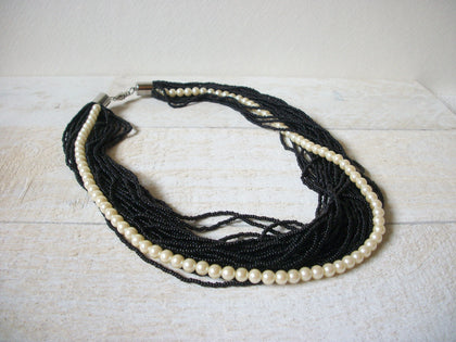 Retro Black Glass Glass Pearl Necklace 60520