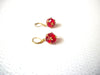 Smaller Vintage 1950s Gold Red Glass Earrings 121120