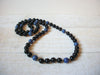 Vintage Black Onyx Blue Lapis Necklace 60620