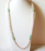 Vintage Rose Quartz Green Jade Necklace 60720