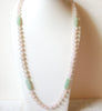 Vintage Rose Quartz Green Jade Necklace 60720