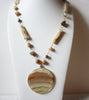 Retro Tan Brown Glass Stones Necklace 60620
