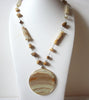 Retro Tan Brown Glass Stones Necklace 60620