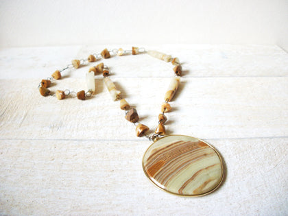 Retro Tan Brown Glass Stones Necklace 60620