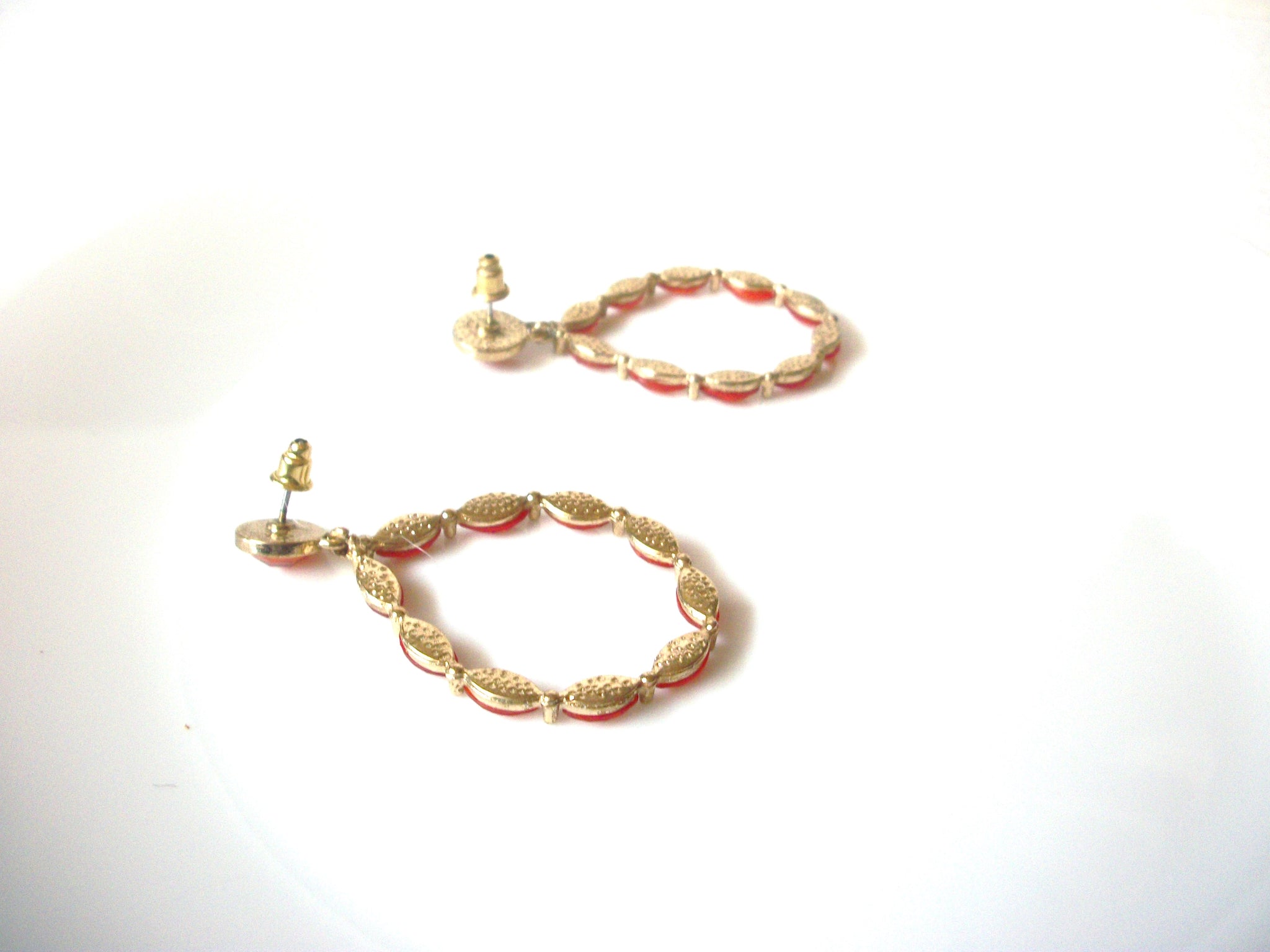 Retro Gold Orange Dangle Earrings 121120
