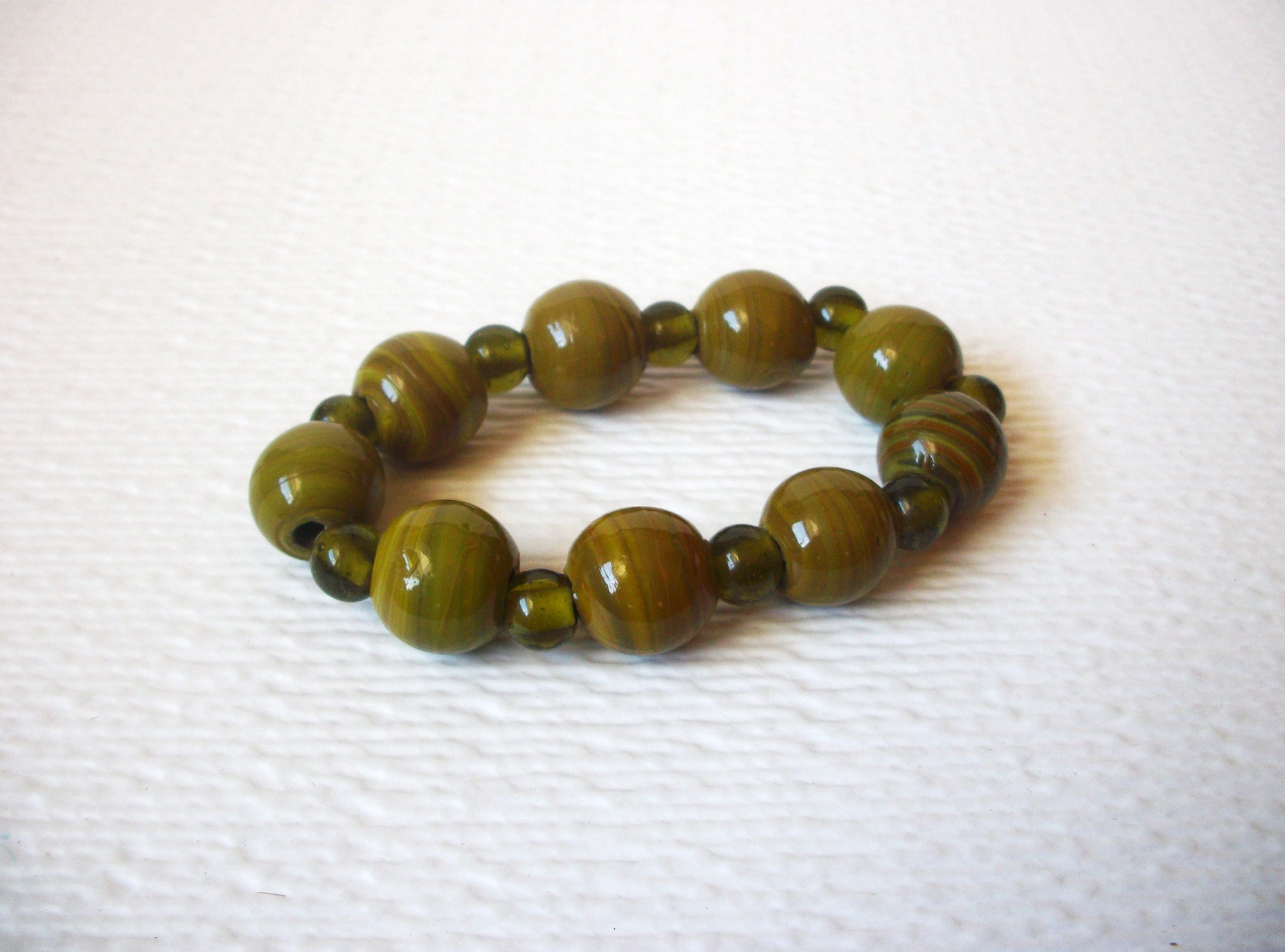 Hand Made Olive Glass Bracelet 121520