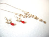 Retro Hibiscus Flower Rhinestone Necklace Earring Set 121120