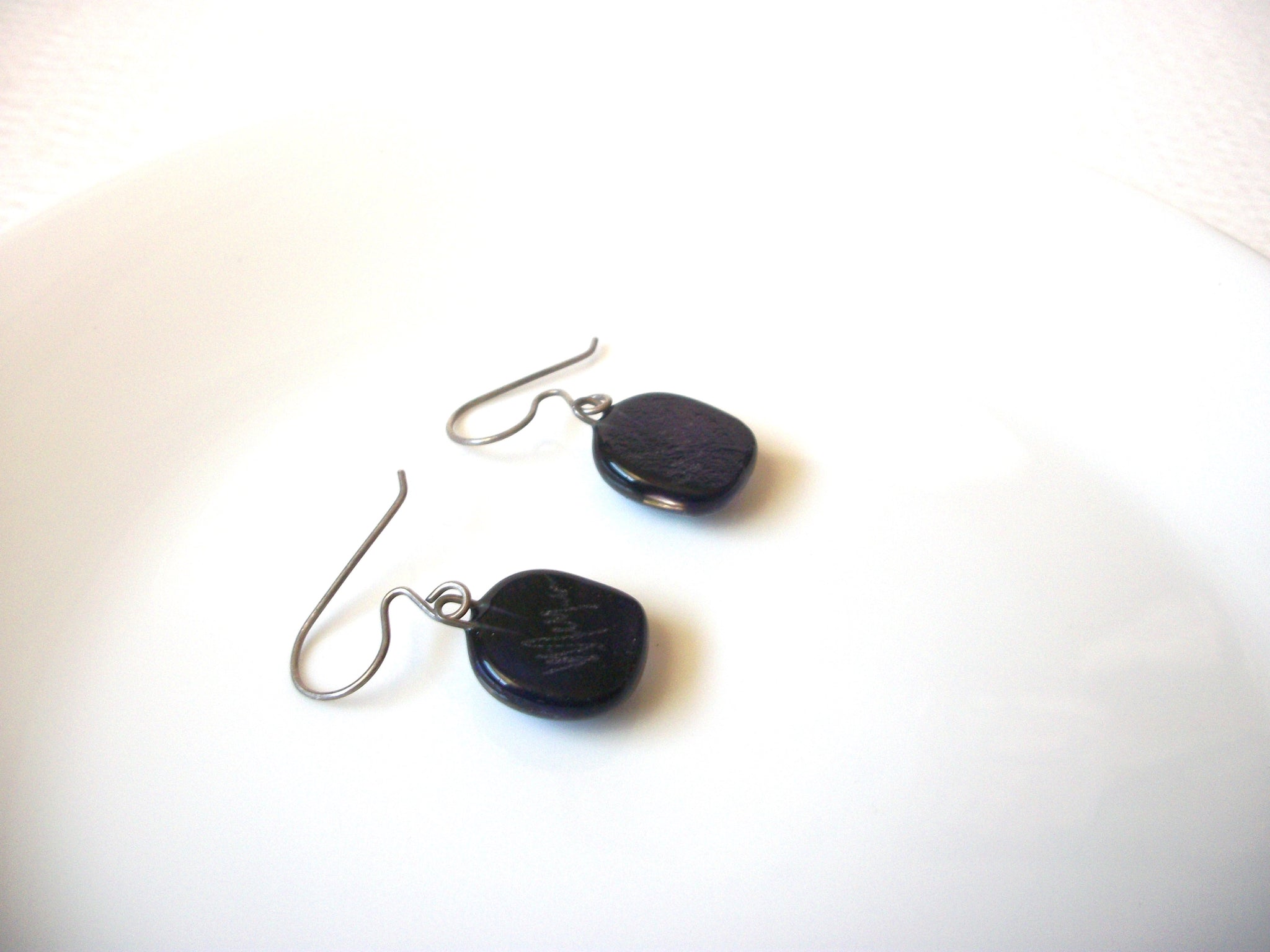 Blue Dichroic Glass Earrings 121520 H