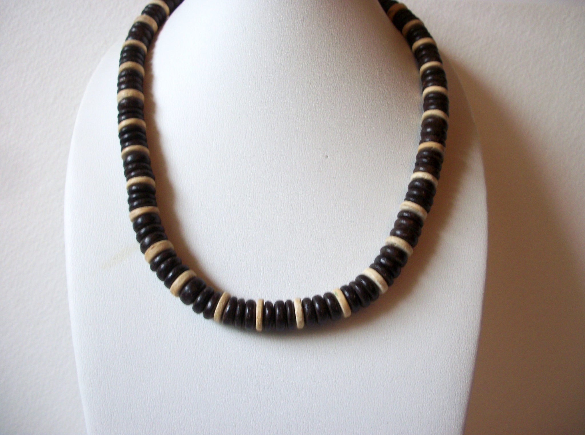 Bohemian Wood Puka Shell Necklace 60820