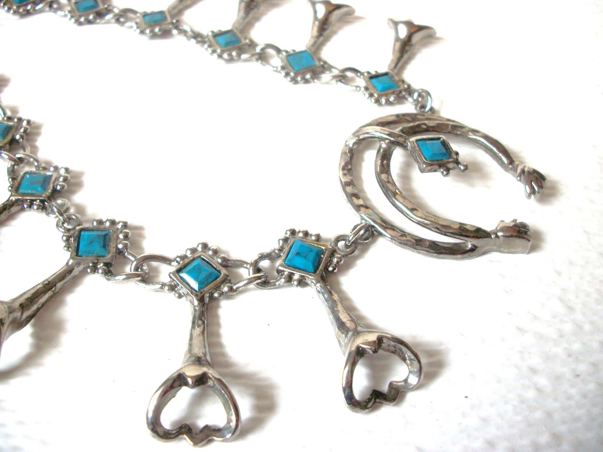 Vintage Simulated Turquoise Stone Native  Necklace 121220